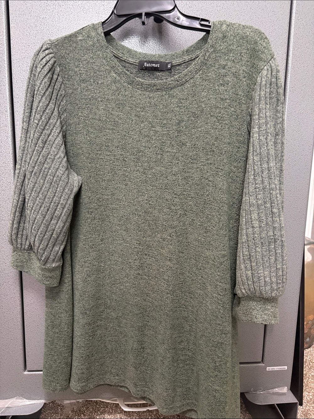 Automet Women's Sage Green 3/4 quarter Short Sleeve Knit Top